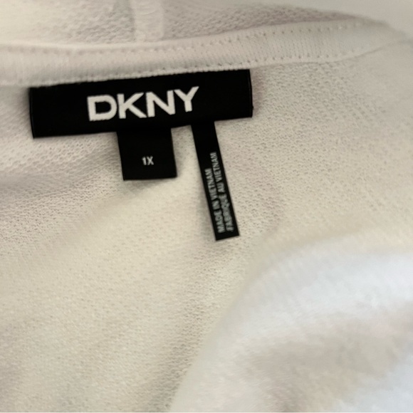 DKNY White Poncho Hooded Sweatshirt with Black Sequins Logo - Picture 9 of 9